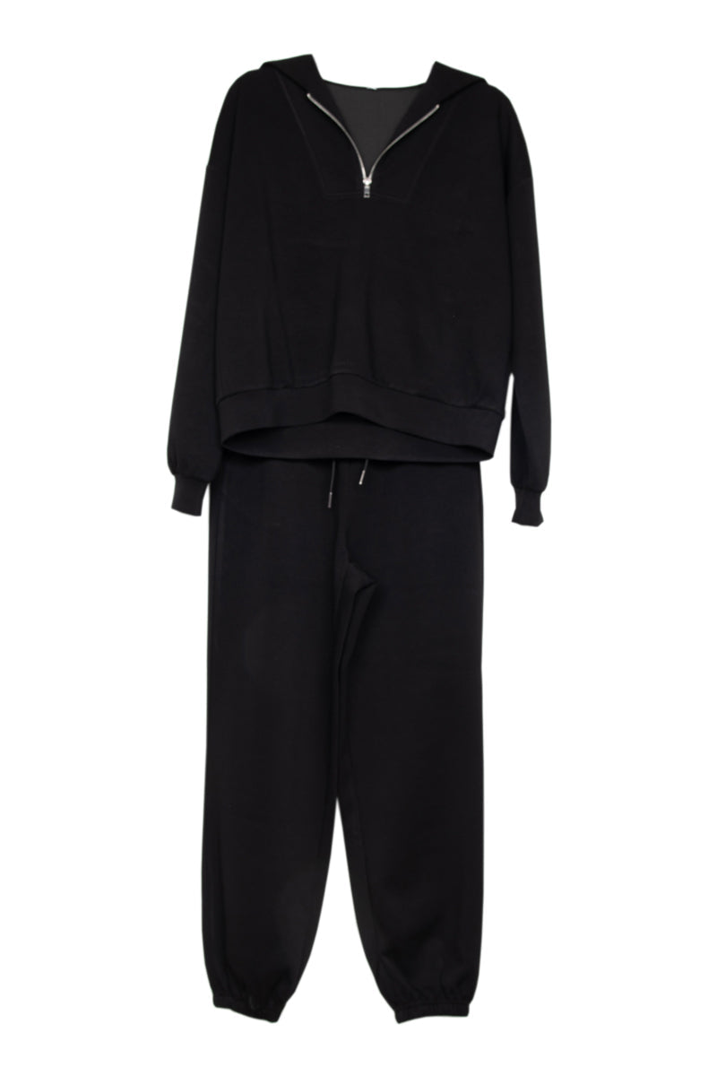 Black Matching Scuba Pants Set