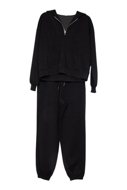 Black Matching Scuba Pants Set