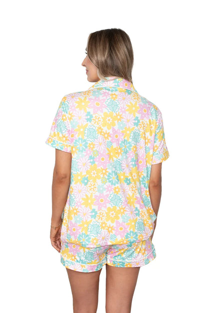 Spring Flowers Pajama Shorts Set