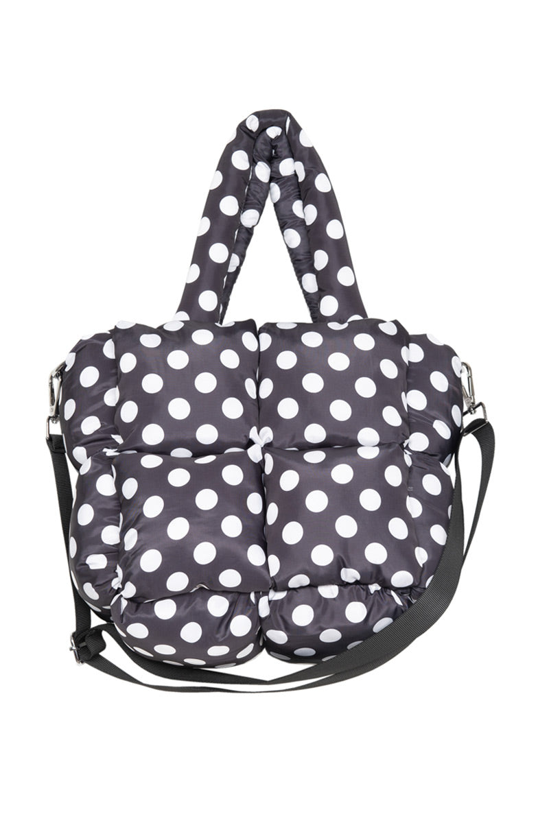 Black and White Polka Dot Mini Puffer Tote