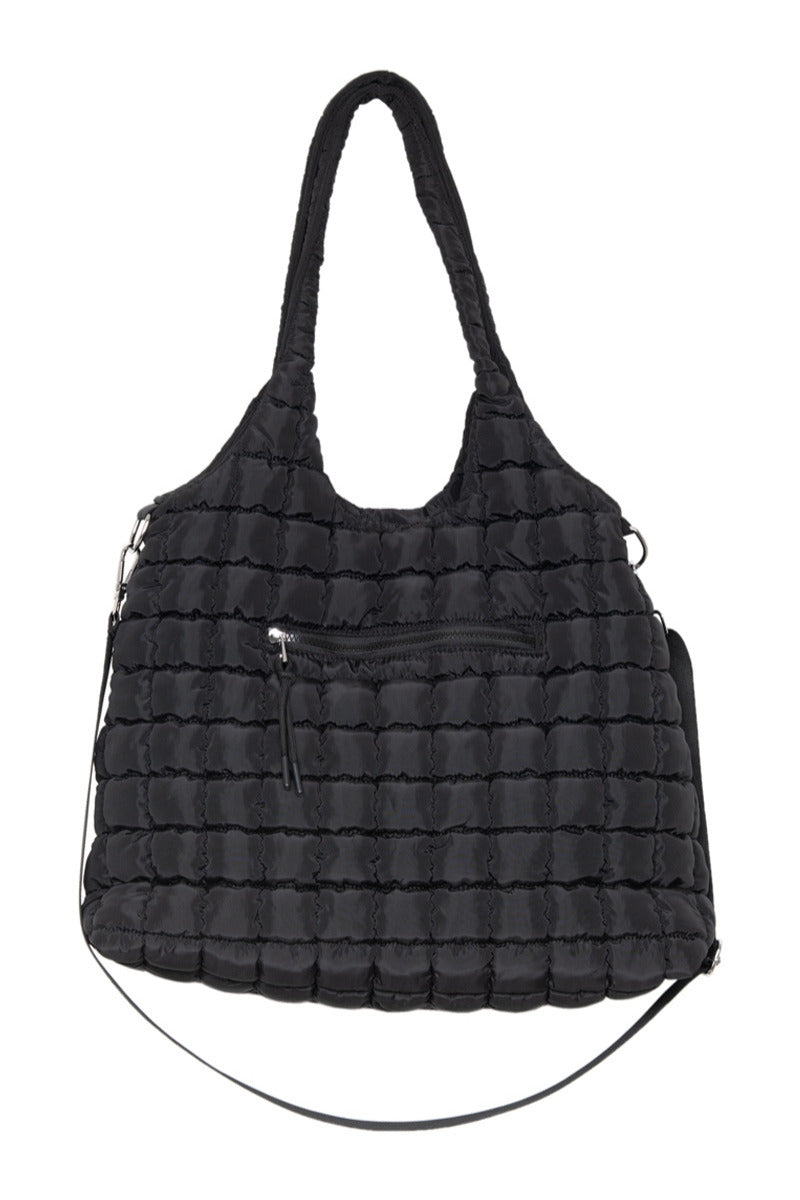 Black Rectangular Puffer Tote Bag