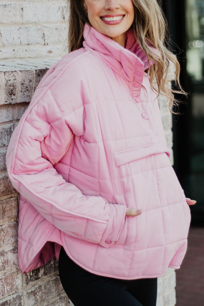 Light Pink Puffer Pullover Jacket