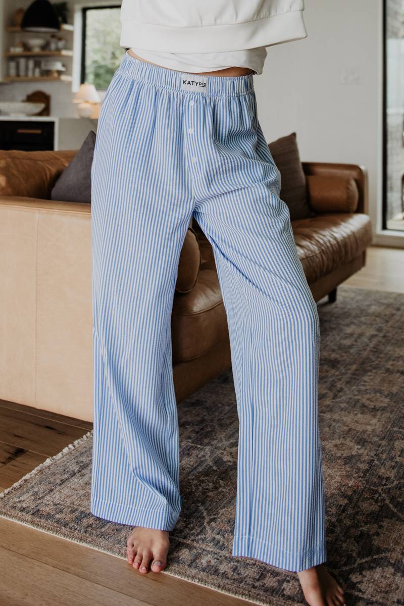 Blue Striped Women's Boxer Pants