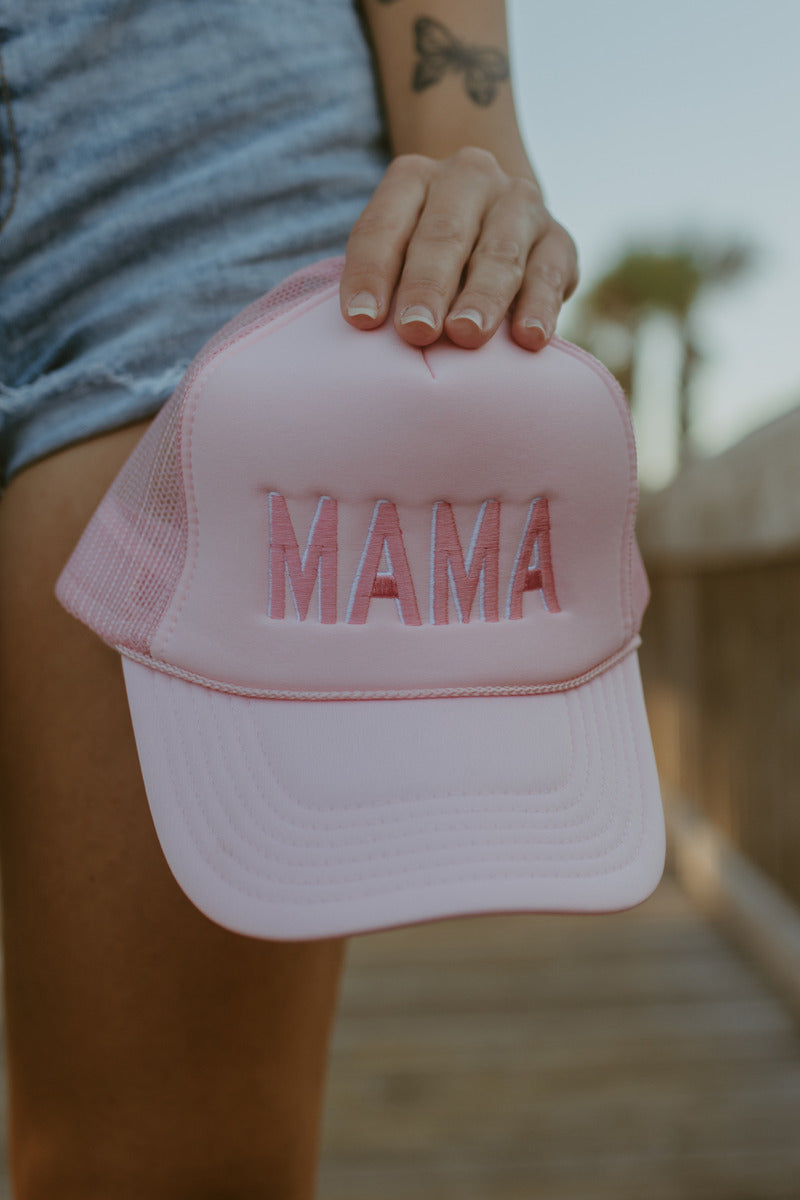 MAMA (Pink and White) Foam Snapback Hat