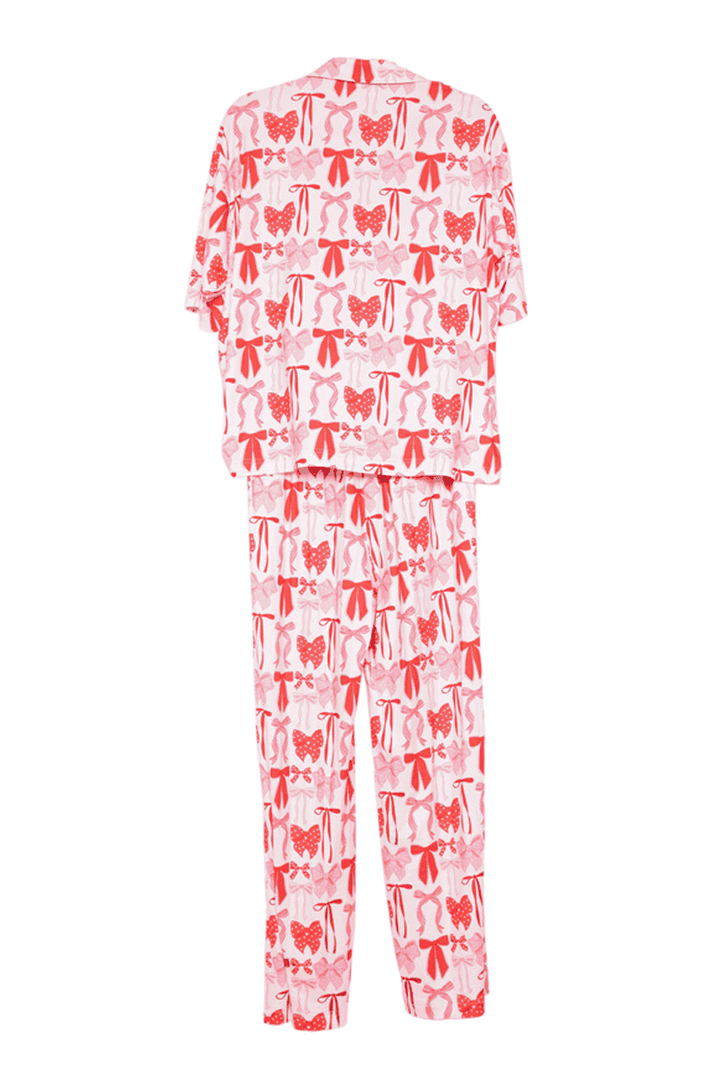 Pink & Red Coquette Bows Women's Pajama Pants Set