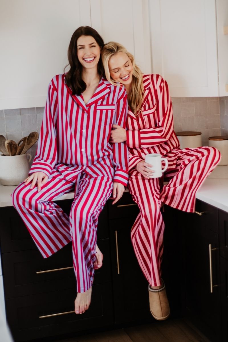 Blush Striped Satin Pajama Set