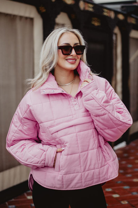 Light Pink Puffer Pullover Jacket