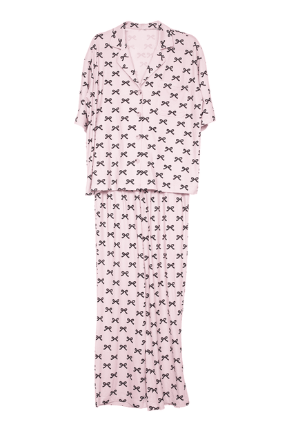 Black & Pink Mini Coquette Bows Matching Pajama Pants Set