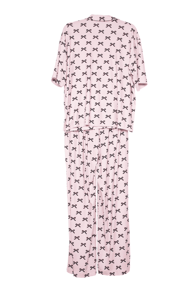 Black & Pink Mini Coquette Bows Matching Pajama Pants Set