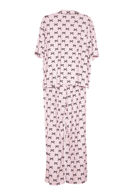 Black & Pink Mini Coquette Bows Matching Pajama Pants Set