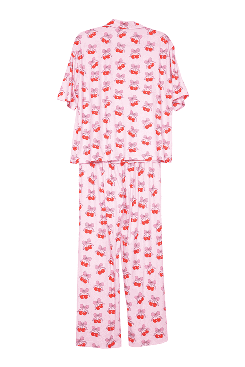 Cherry Bow Repeat Pajama Pants Set