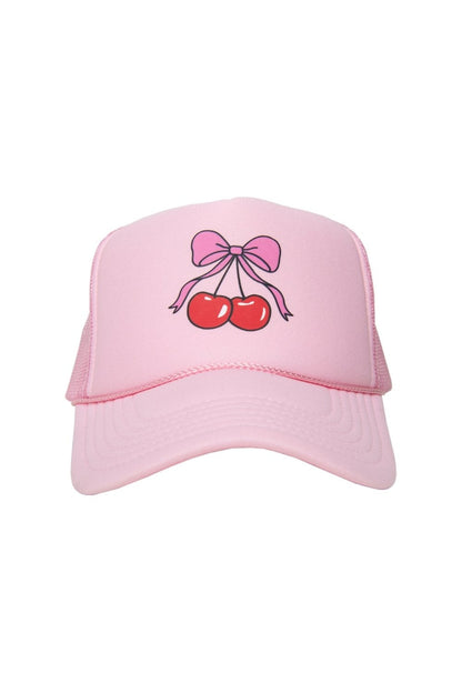 Cherry Bow Foam Mesh Hat