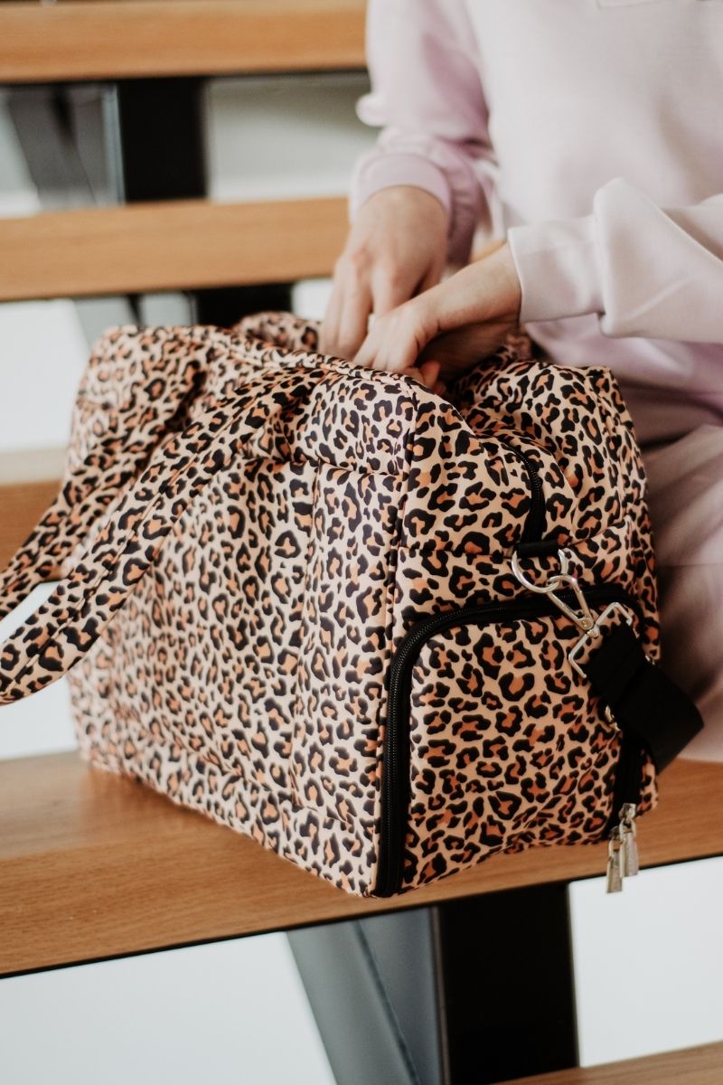 Brown Leopard Print Weekender Bag
