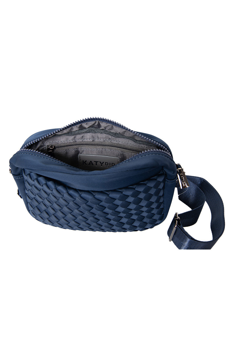 Navy Small Woven Crossbody Bag