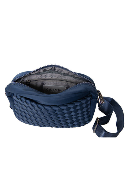 Navy Small Woven Crossbody Bag