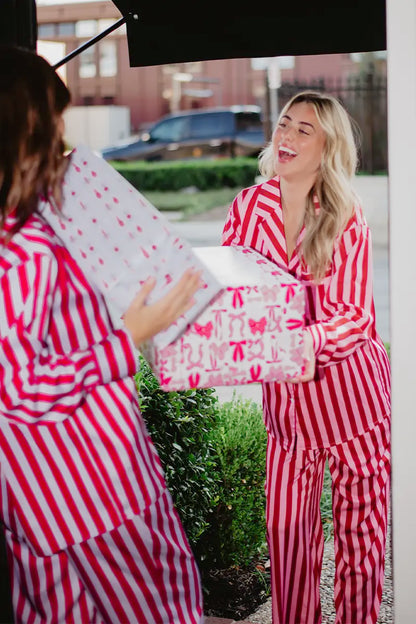 Blush Striped Satin Pajama Set
