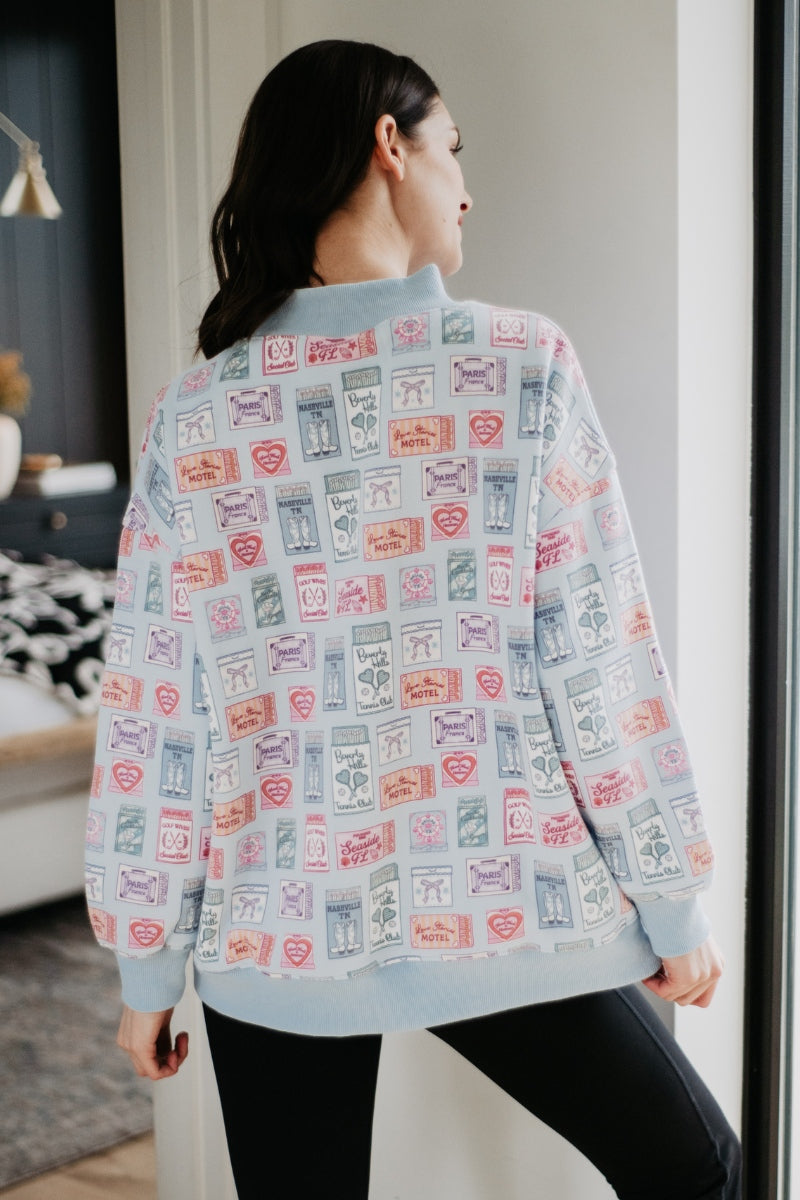 Traveling Matchbook Crewneck Printed Sweatshirt