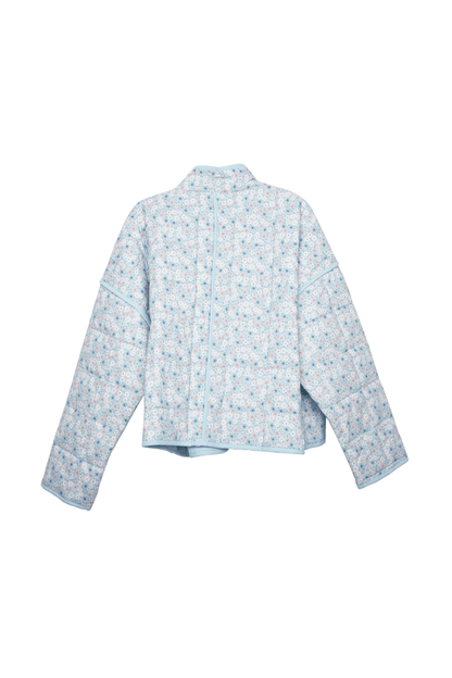 Light Blue Dainty Floral Lightweight Quilted Jacket