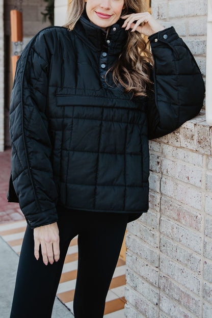 Black Puffer Pullover Jacket