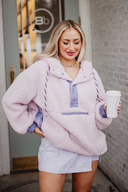 Light Purple Two-Toned Sherpa Fleece Pullover