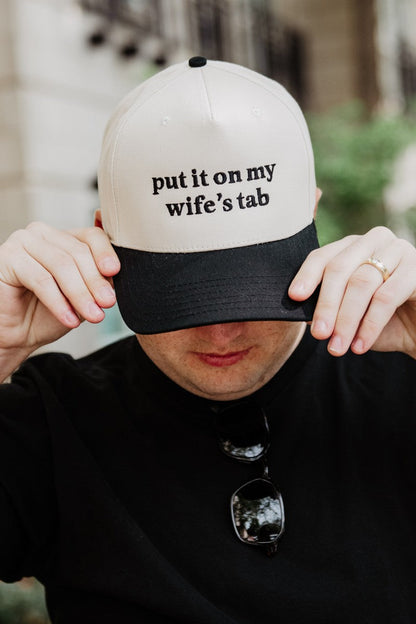 Put It On My Wife's Tab Vintage Trucker Hat