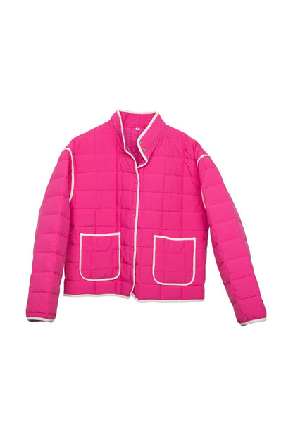 Hot Pink Quilted Trim Jacket