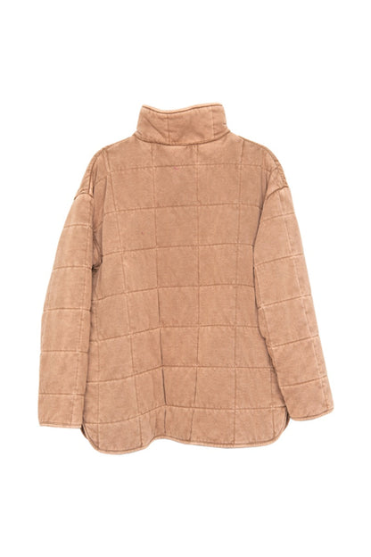 Brown Lightweight Quilted Garment Washed Jacket