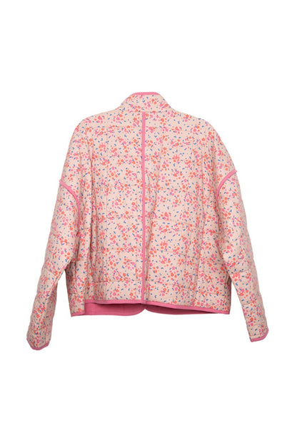 Pink Dainty Floral Lightweight Quilted Jacket for Women