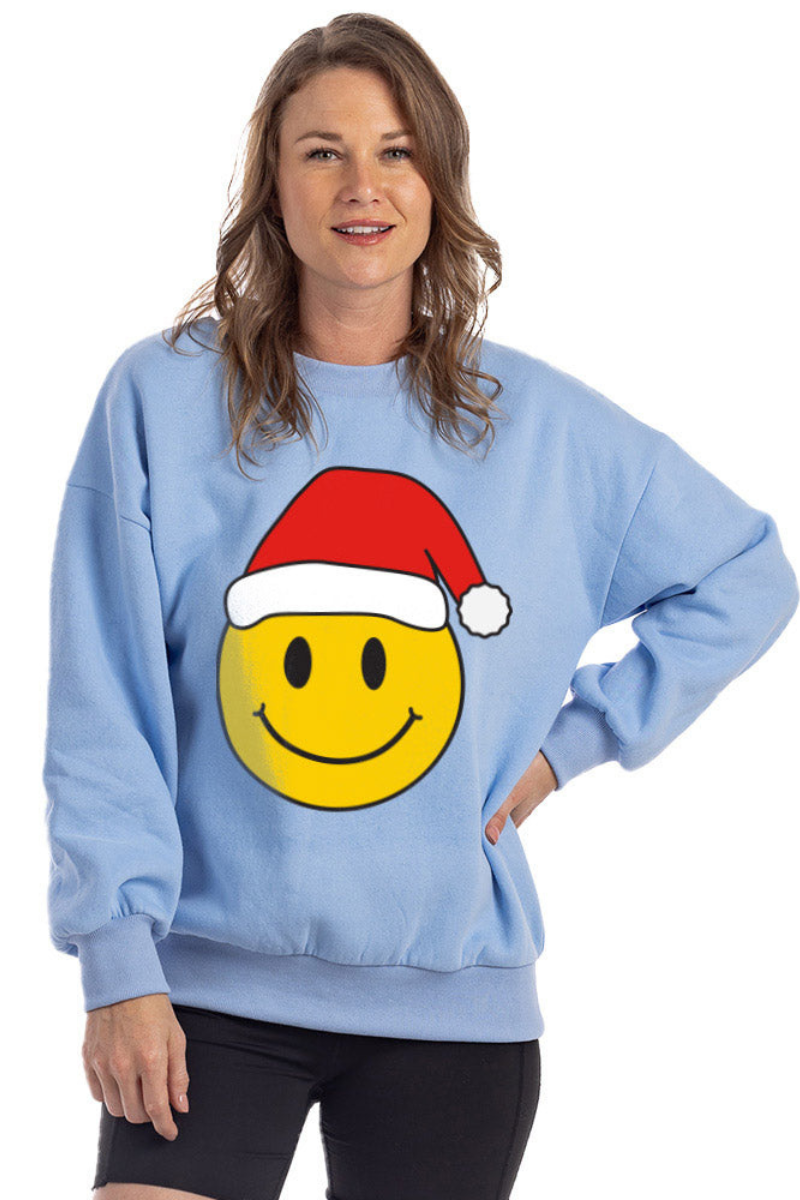 Santa Happy Face Women's Graphic Sweatshirt