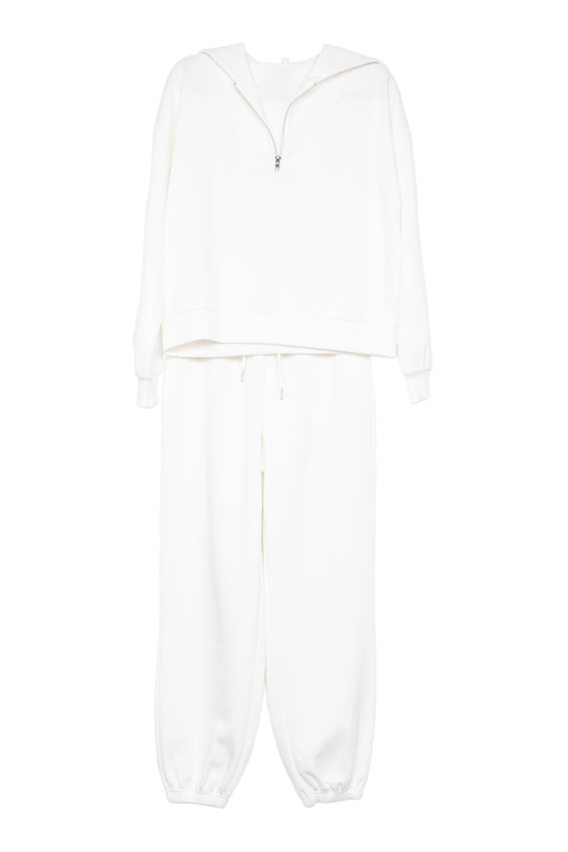 White Scuba Pants 2 Piece Set