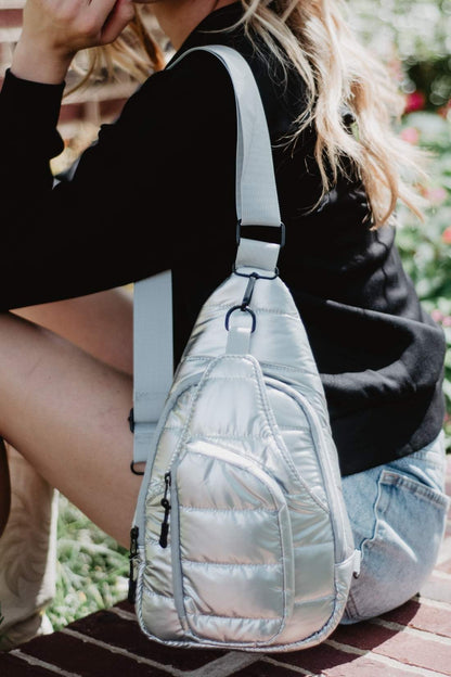Silver Metallic Women's Sling Bag