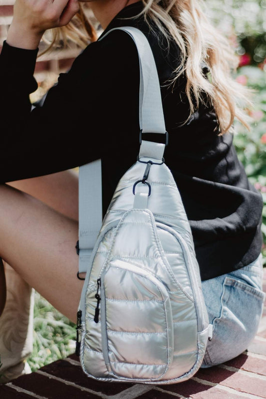 Silver Metallic Women's Sling Bag