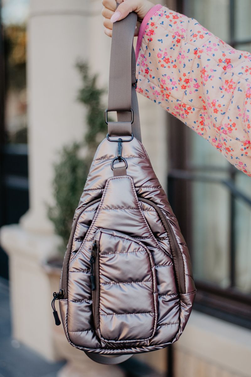 Bronze Metallic Crossbody Sling Bag