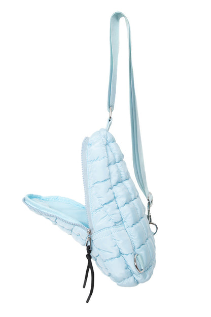 Light Blue Quilted Sling Crossbody Bag