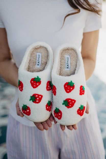Strawberry Fuzzy Slippers for Women