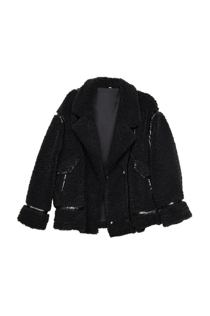 Black Sherpa Teddy Jacket Women's