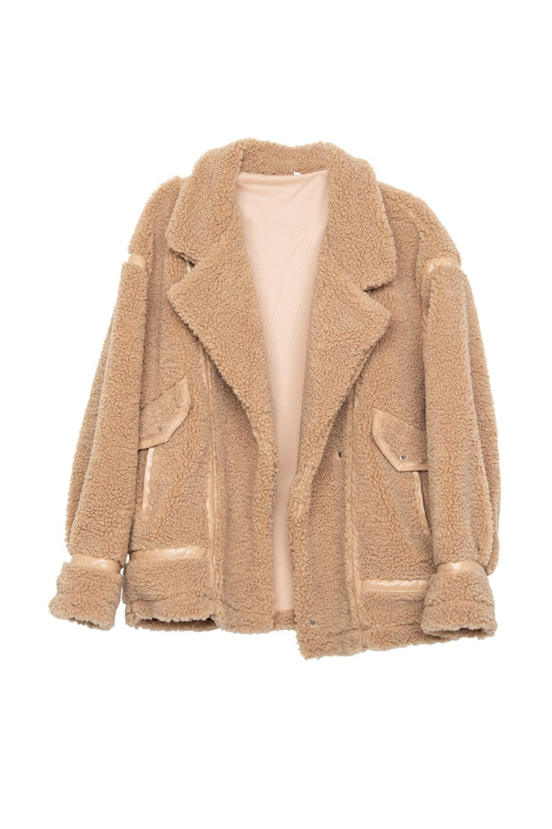 Brown Ladies Sherpa Teddy Jacket