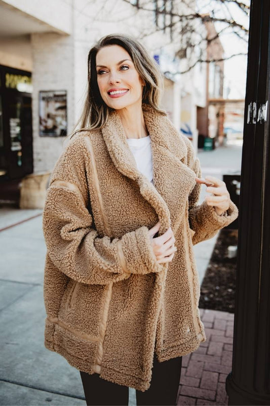 Brown Ladies Sherpa Teddy Jacket