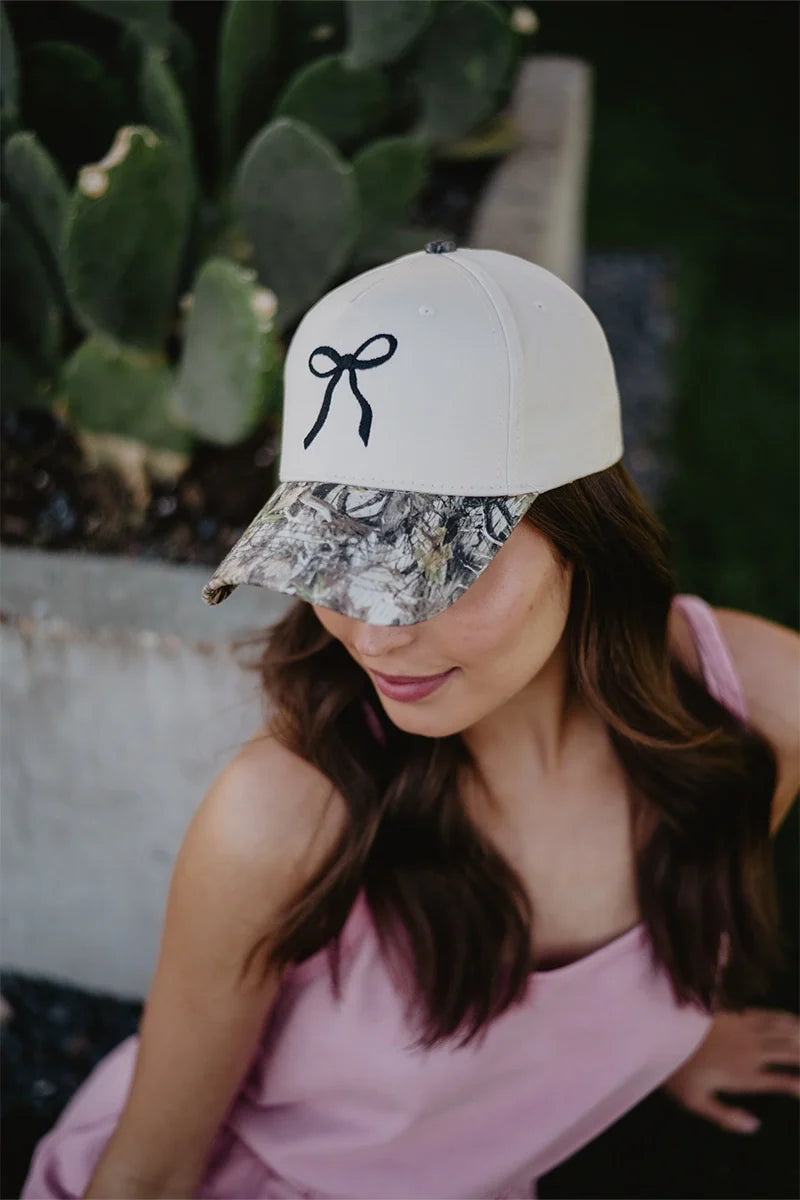 Black Coquette Bow Vintage Two-Toned Hat