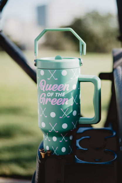 Queen of the Green Golf 38 Oz Tumbler with Lid Handle