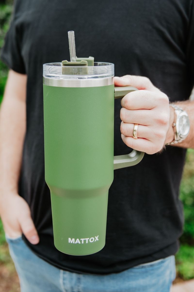 Olive Green Stainless Steel Tumbler Cup for Men