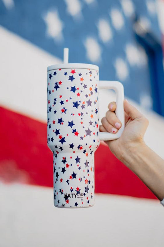 Red. White. Blue STAR 38 Oz Tumbler w/ Handle