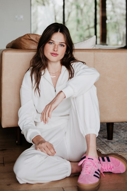 White Scuba Pants 2 Piece Set