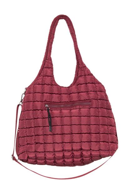 Wine Rectangular Quilted Puffer Tote