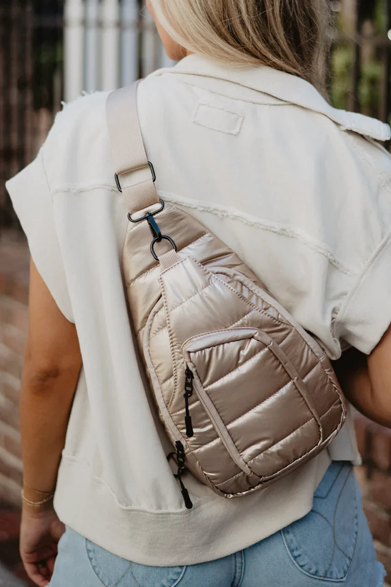 Champagne Metallic Sling Bag