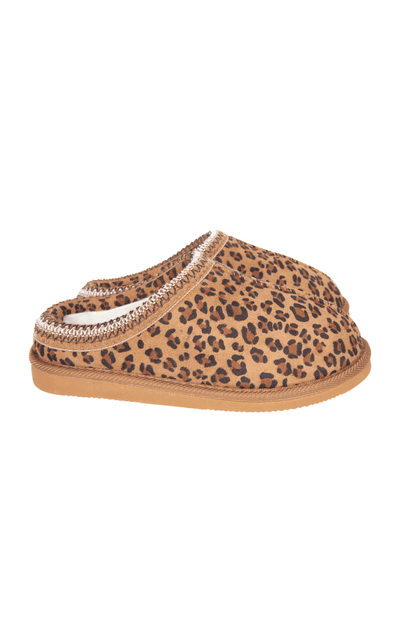 Leopard Print Embroidered Slip-On House Shoes