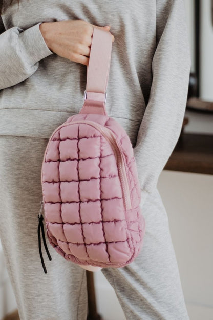 Mauve Crossbody Quilted Sling Bag