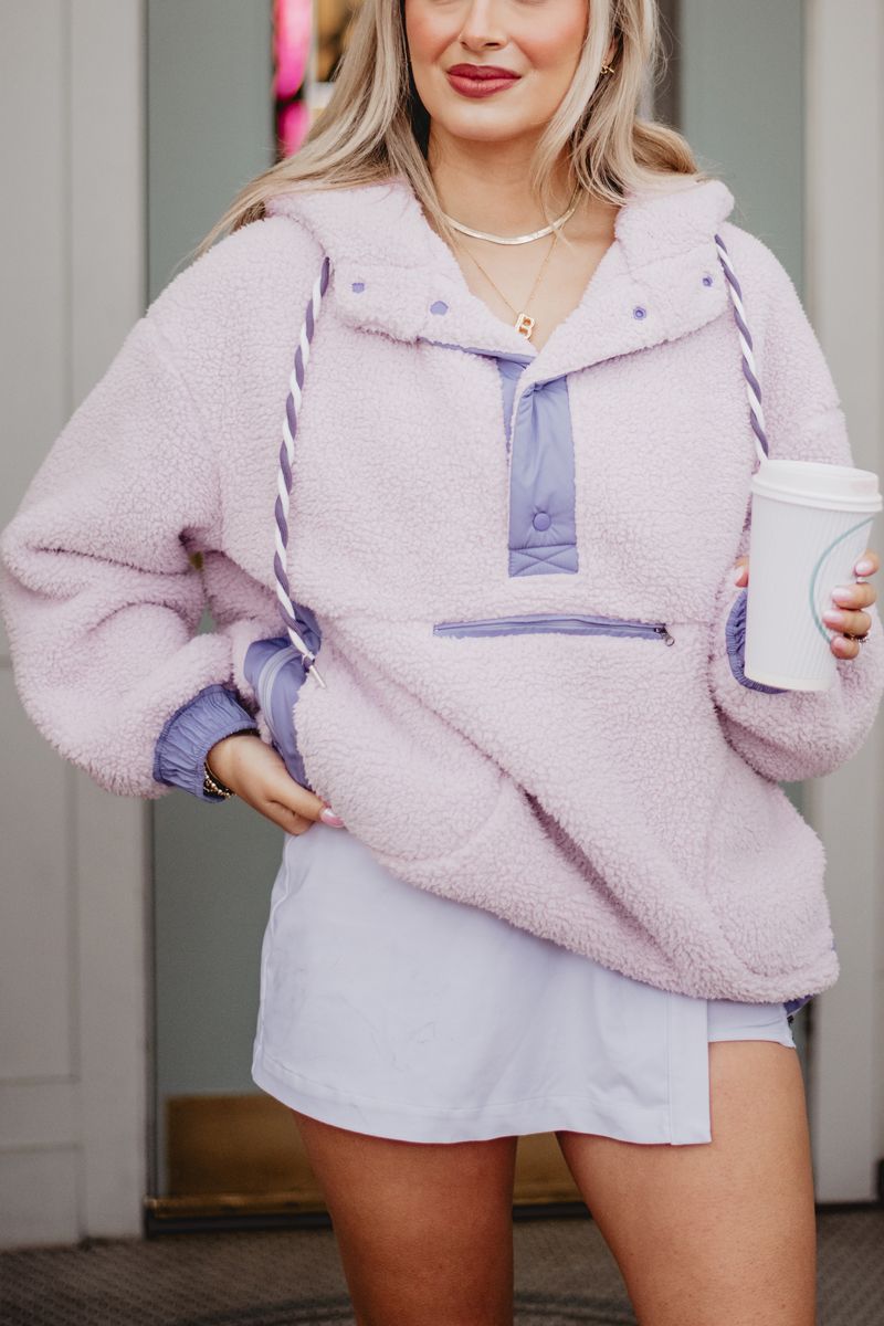 Light Purple Two-Toned Sherpa Fleece Pullover