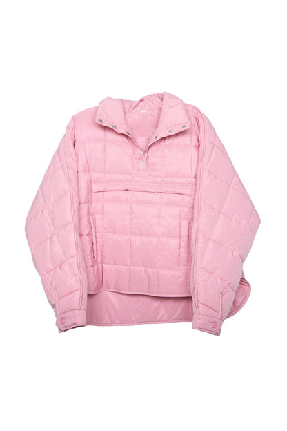 Light Pink Puffer Pullover Jacket