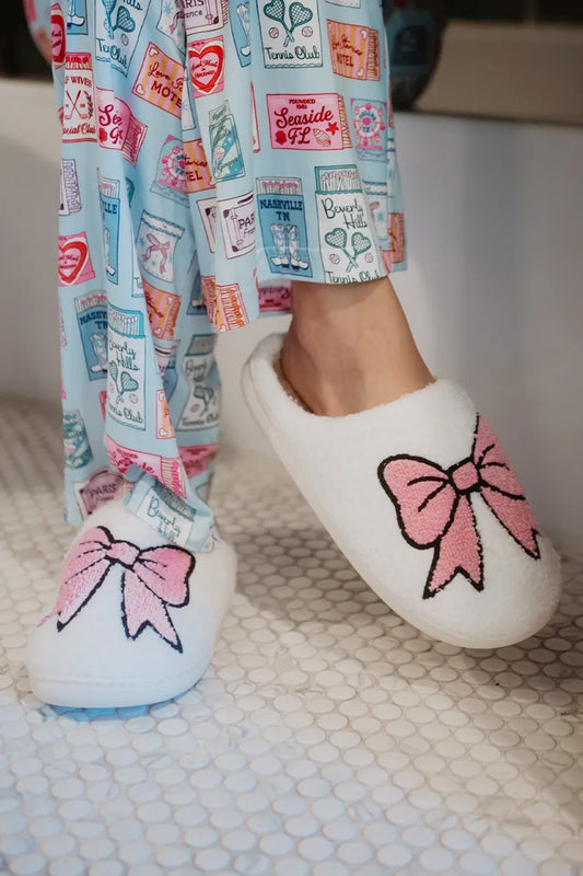 Light Pink Bow Slippers
